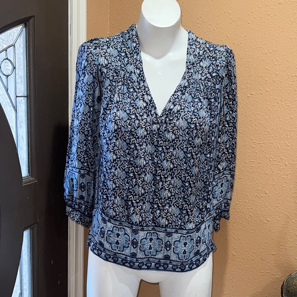 Joie blue patterned silk blouse